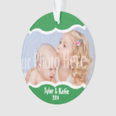 Tweelingfoto Keepsake Groen Ornament (voorkant)