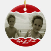 Tweelingfoto rood keramisch ornament (Achterkant)