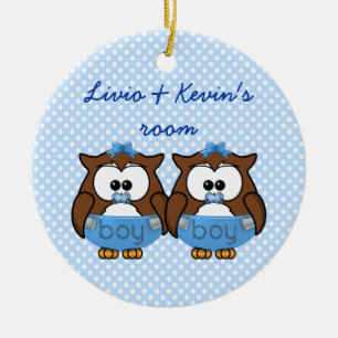 tweelingjongen keramisch ornament