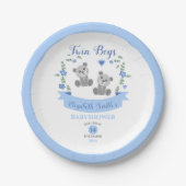 Tweelingjongens baby baby shower papieren bordje (Voorkant)