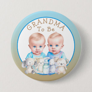 Tweelingjongen's Baby shower oma om te zijn Ronde Button 7,6 Cm