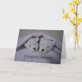 Tweelingmeisje teddyberen kaart (Gele Bloem)