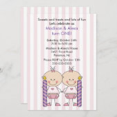 Tweelingmeisjes eerste uitnodiging (Voorkant / Achterkant)