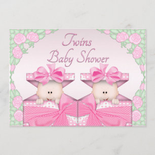 Tweelingmeisjes in het Baby shower van de Rozen va Kaart