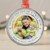 Tweelingmoeder Foto Keepsake Hearts Metalen Ornament