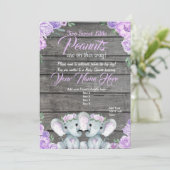 tweelingOlifant Baby shower Uitnodiging rustiek pa (Staand voorkant)