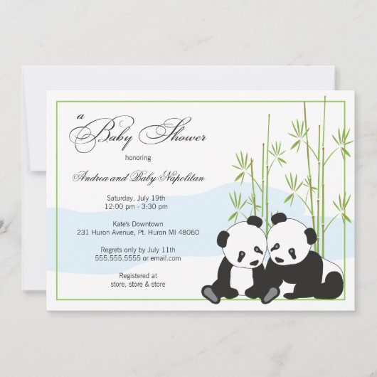 Tweelingpanda's | baby shower invitations kaart (Voorkant)
