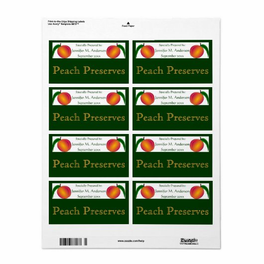 Tweelingperziken ingelijst in groen zelfgemaakt et etiket (Full Sheet)