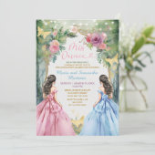 Tweelingroze blauwe jurk Floral Princess Mis Quinc Kaart (Staand voorkant)