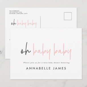 Tweelingroze moderne typografie hedendaagse baby m kaart