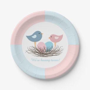 tweelingvogelnest   Baby Shower Papieren Bordje