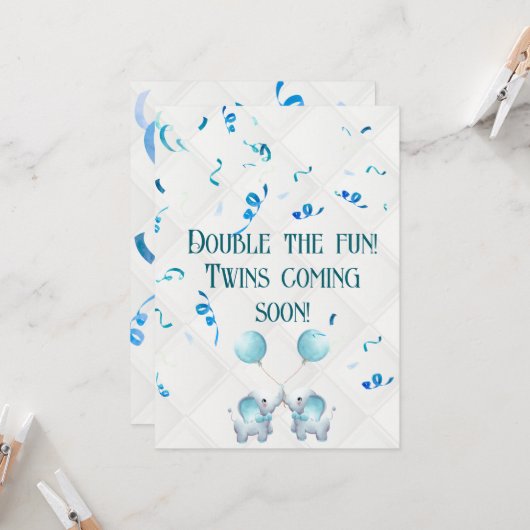 Tweelingzwangerschap verdubbelt de blijdschap kaart (Voorkant / Achterkant in situ)