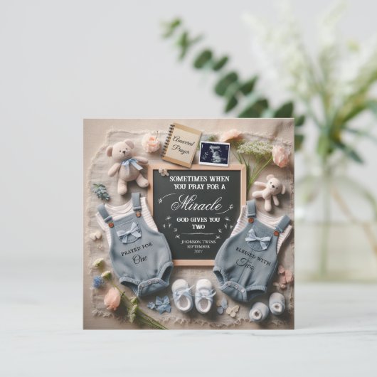 Tweelingzwangerschapsaankondiging | Verwachte twee Aankondiging (Staand voorkant)