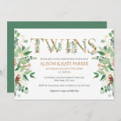 Tweemaal Baby shower | Katoen Eucalyptus Gold Alph Kaart (Voorkant / Achterkant)