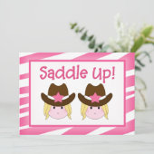 Tweemaal Cowgirl Uitnodigingen (Staand voorkant)