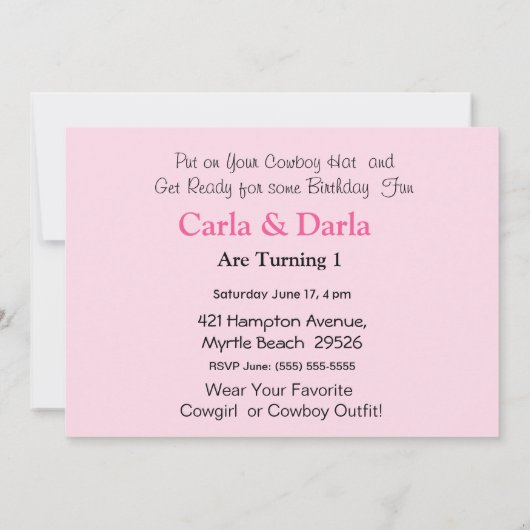 Tweemaal Cowgirl Uitnodigingen (Achterkant)