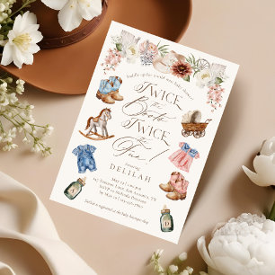 Tweemaal de laarzen Twin Girl Boy Western Baby sho Kaart