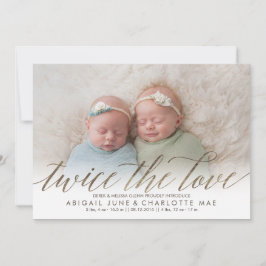 Tweemaal de Liefde Faux Folie Twin Birth Announoun Aankondiging