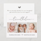 Tweemaal de liefde, geboortekaarten voor tweelingb briefkaart (Voorkant / Achterkant)