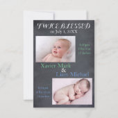 Tweemaal gezegende tweelingjongens - 3x5 geboortea aankondiging (Voorkant)