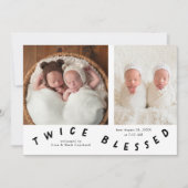 Tweemaal gezegende typografie Witte Geboorteaankon Aankondiging (Voorkant)