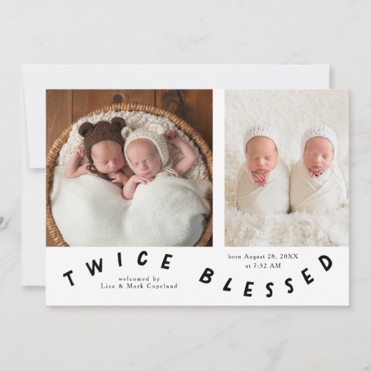 Tweemaal gezegende typografie Witte Geboorteaankon Aankondiging (Voorkant)