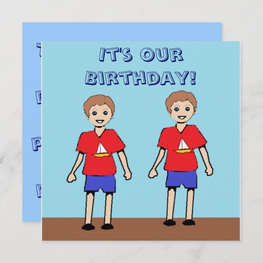 Tweemaal in Boys Birthday Uitnodiging (Voorkant / Achterkant)