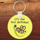 Tweemaal jongens 1ste verjaardag Monkey Tshirts en Sleutelhanger (Voorkant)