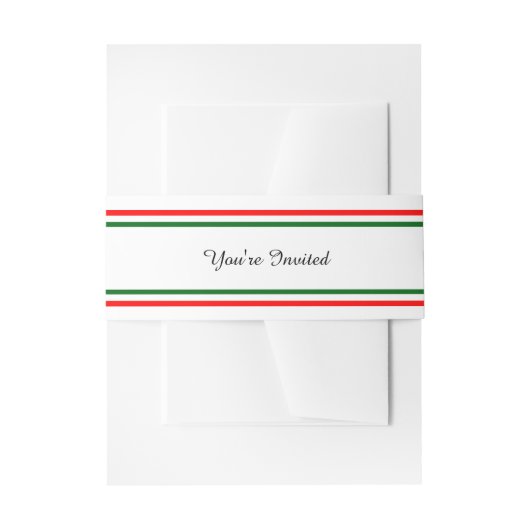 Tweemaal kersttrim - Band met buik Uitnodigingen Wikkel (Voorkant Voorbeeld)