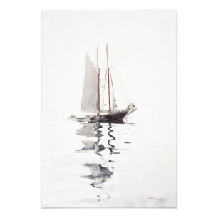 Tweemaster schoener met Dory door Winslow Homer Foto Afdruk