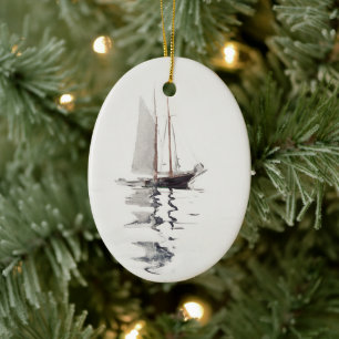 Tweemaster schoener met Dory door Winslow Homer Keramisch Ornament