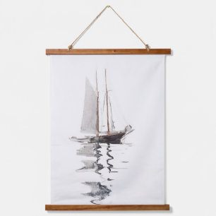 Tweemaster schoener met dory van Winslow Homer Hangend Wandkleed