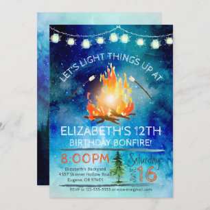 Tween Bonfire Anniversaire Fête Invitation