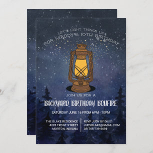 Tween Bonfire Birthday Party Invitation Kaart