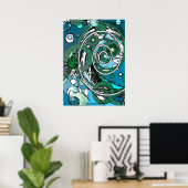 Tween-cirkels - blauw/groen Abstract Poster (Thuiskantoor)