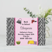 Tween Sleepover-uitnodiging (#INV001) Kaart (Staand voorkant)