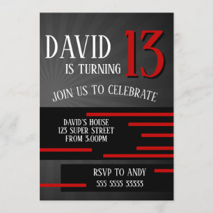 Tween Teen Birthday Modern Simple Red Kaart