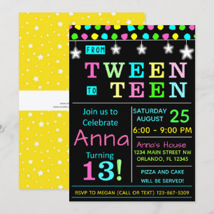 Tween to Teen 13th Birthday Invitation I Teenager Kaart