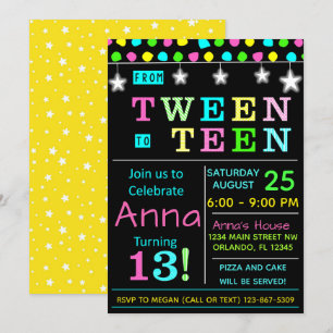 Tween to Teen 13th Birthday Invitation I Teenager Kaart