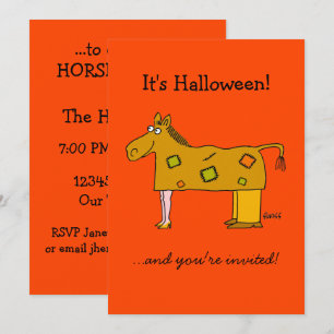 Tweepersoons paardkostuum Funny Halloween-feest Kaart