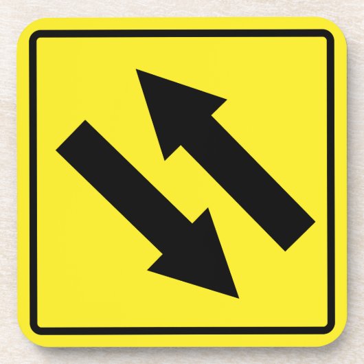 Tweerichtings verkeersteken hard plastiek Onderzet Bier Onderzetter (Voorkant)
