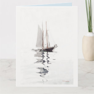 Tweesmasted Schooner met Dory door Winslow Homer Bedankkaart