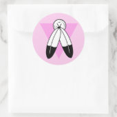 Tweespiraalroze driehoekmarkering ronde sticker (Tas)