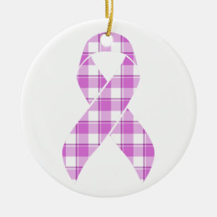 Tweestrotzkanker Bewustzijns Plaid Paarse Lint Keramisch Ornament