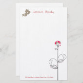 Tweet Bird Cute Whimsical Baby shower Stationery Briefpapier (Voorkant / Achterkant)