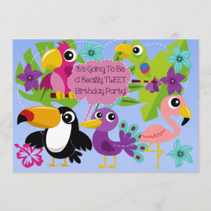 Tweet Oiseaux tropicaux Invitation d'anniversaire