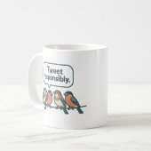 Tweet Responsibly Funny Bird Art Koffiemok (Voorkant links)