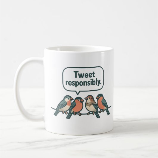 Tweet Responsibly Funny Bird Art Koffiemok (Links)