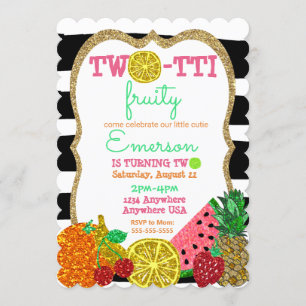 tweetà frutti 2nd Birthday Tutti Frutti glitter Kaart