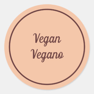 Tweetaalige Peach Vegan (Vegano) Eenvoudig Ronde Sticker